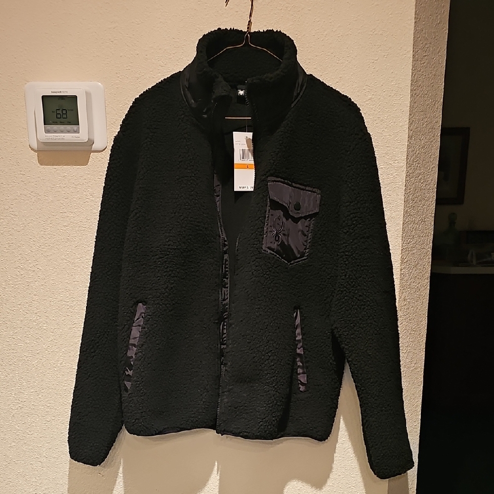 Spyder Black Sherpa Jacket with Pocket Detail Small